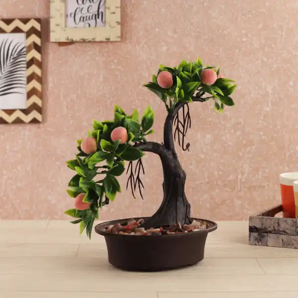 2 Branch Peach Artificial Bonsai Tree
