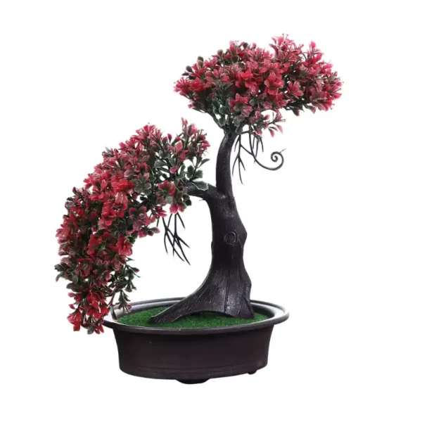 2 Branch Red Leaves Artificial Bonsai Tree