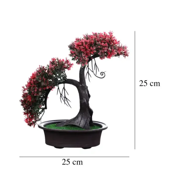 2 Branch Red Leaves Artificial Bonsai Tree