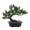 Bent Tree With Long Green Leaves Artificial Bonsai Tree