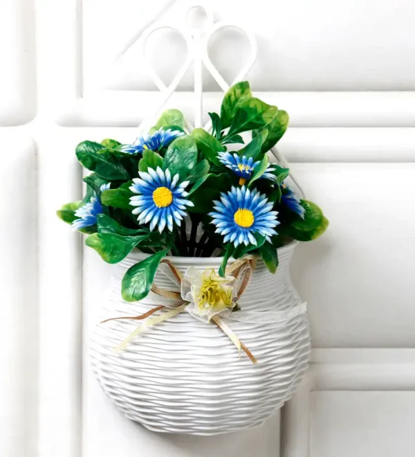 Blue Daisy with Pot Artificial Wall Plant