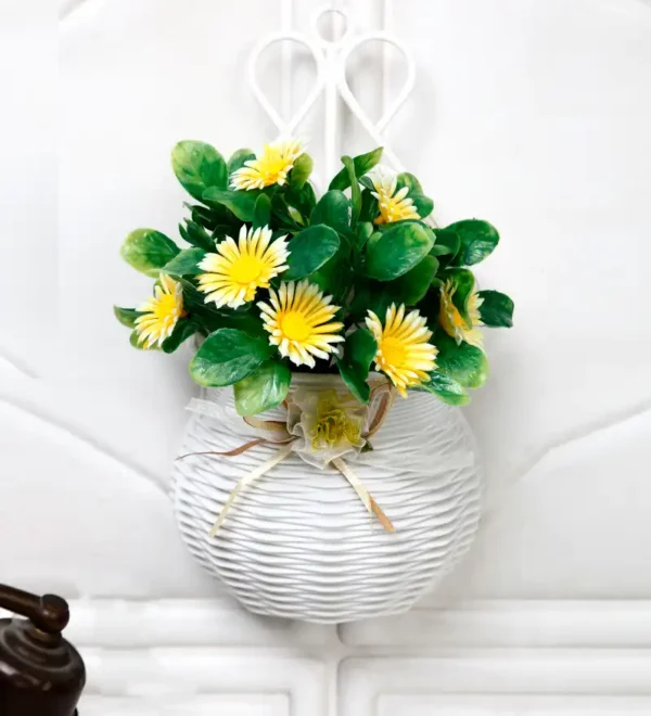Yellow Daisy with Pot Artificial Wall Plant