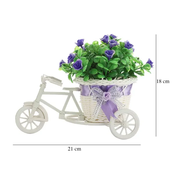 Green Leaves And Small Purple Flowers Rickshaw Artificial Plant