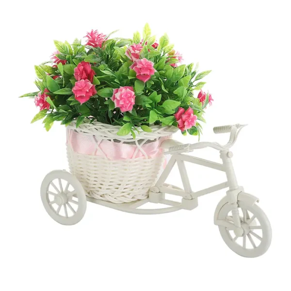 Green Leaves with Pink Roses Rickshaw Artificial Plant