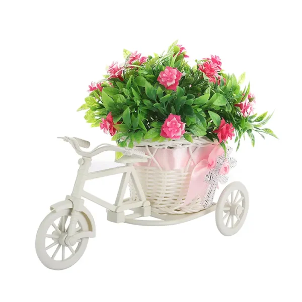 Green Leaves with Pink Roses Rickshaw Artificial Plant