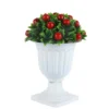 Green Leaves with Red Cherries flowers Pedestal Pot Artificial Plant