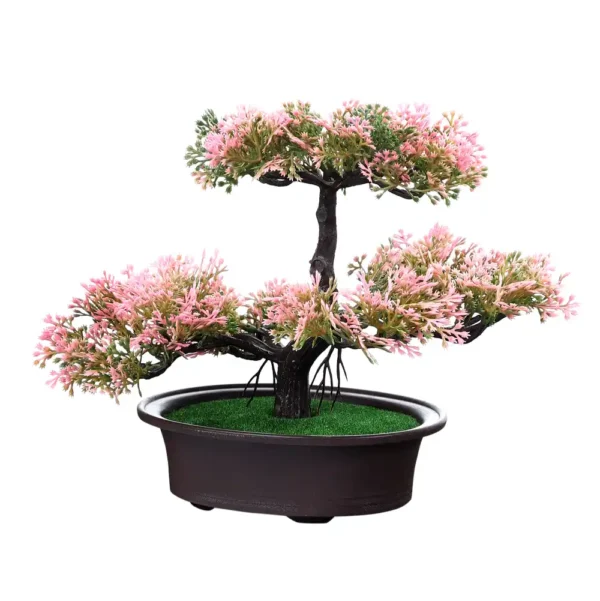 Oak With Pink Leaves Artificial Bonsai Tree