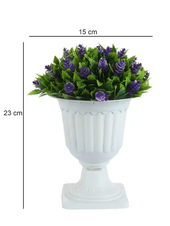 Purple Cone Shaped Flowers Pedestal Pot Artificial Plant