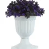 Purple Flowers with Leaves Pedestal Pot Artificial Plant