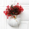Red Leaves And Flowers With Pot Artificial Wall Plant