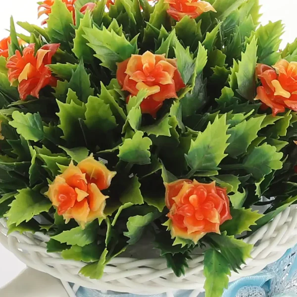 Shemrock Leaves with Orange Roses Rickshaw Artificial Plant