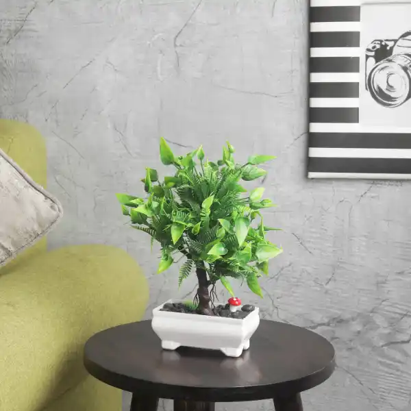 Small Artificial Bonsai Tree With Black Stones
