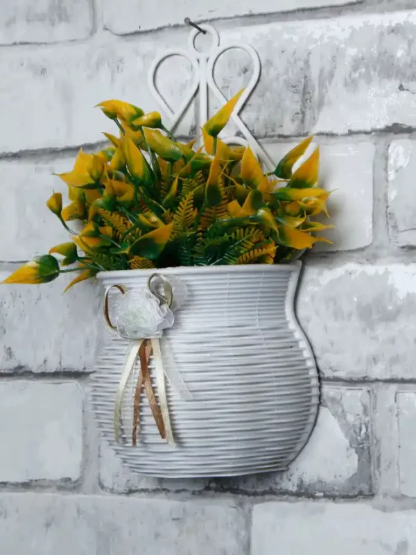 Yellow Foliage with Pot Artificial Wall Plant