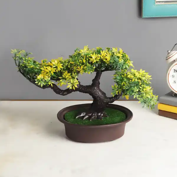 4 Head Yellow Leaves Artificial Bonsai Tree