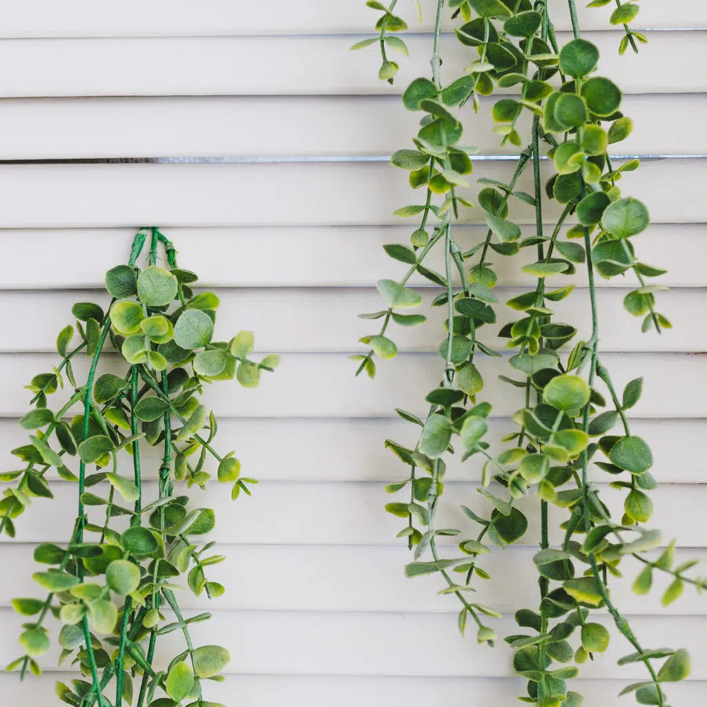 artificial hanging plants with pots