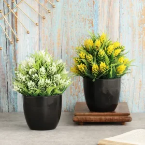 Artificial Plants With White and Yellow Buds