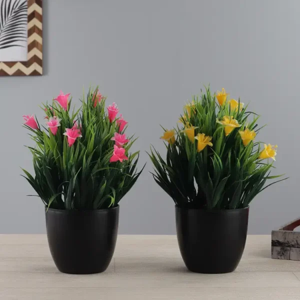 Artificial Yellow and Pink Lily Plants