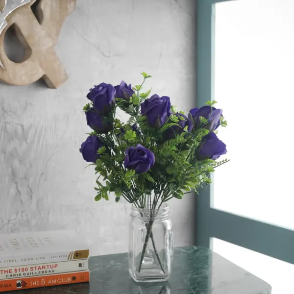 Artificial Bunches Blue Roses without Vase