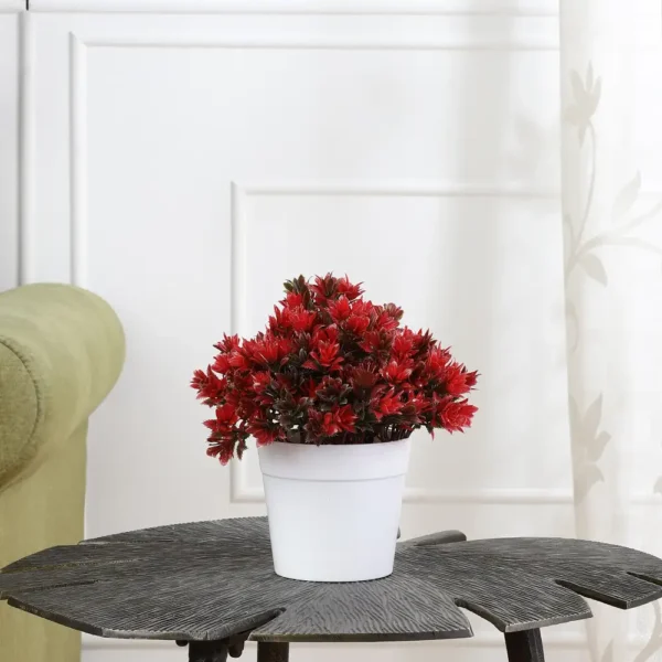 Artificial Bush With Cluster Shaped Red Leaves