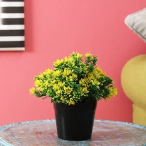 Artificial Bush With Cluster Shaped Yellow Leaves