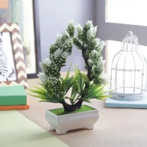 Artificial Bush with White Flower Buds in Pot