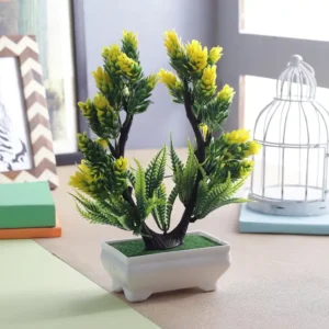 Artificial Bush with Yellow Flower Buds in Pot