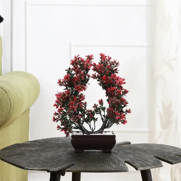 Artificial Red Leaf Bush with Pot