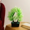 Artificial White Green Bush Plant with Pot