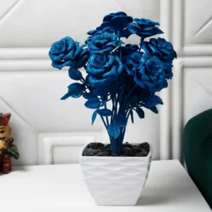 Spray Painted Blue Rose Plant in Piramyd Pot