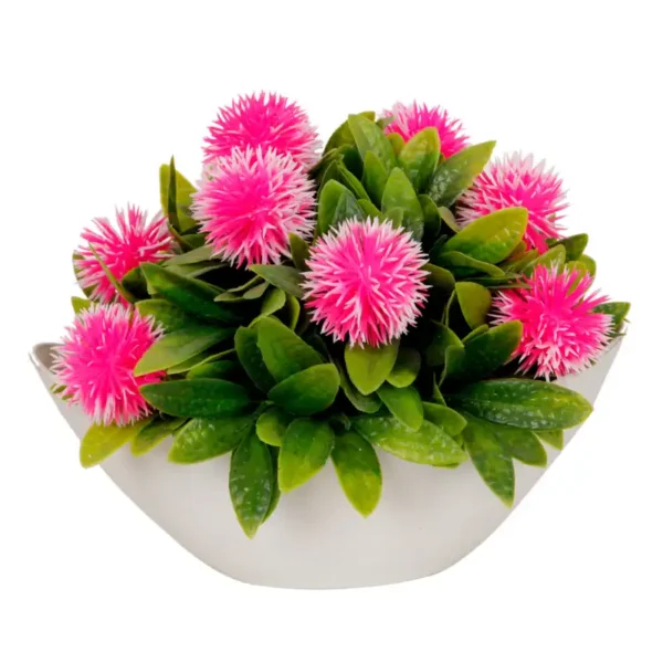 Artificial Bush with Round Pink Flowers