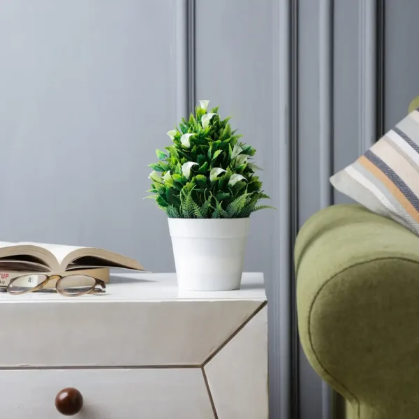 Artificial Bush with White Cynthia Flowers