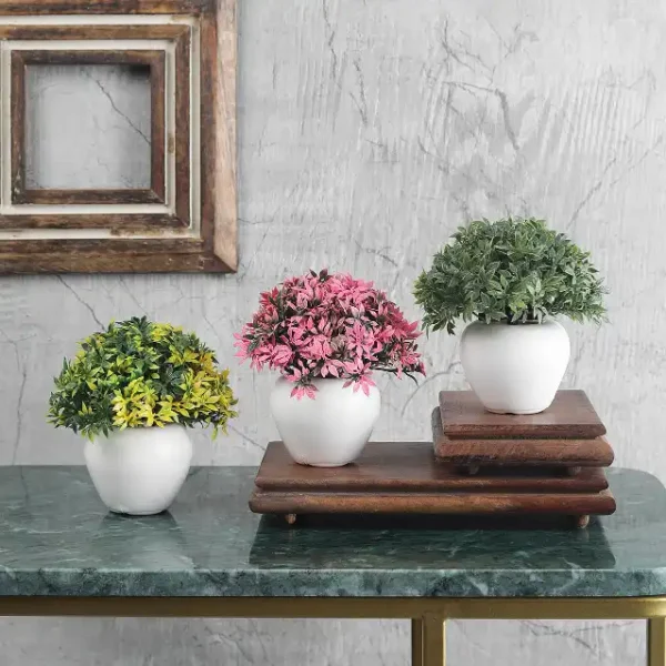 Set of 3 Mini Potted Bushes Artificial Plant