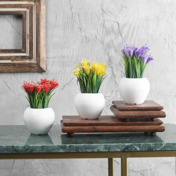 Set of 3 Mini Potted Flower Artificial Plant