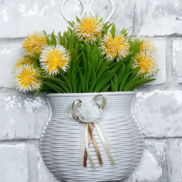Yellow Flower with Pot Artificial Wall Plant