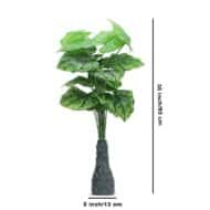 18 Leaf Dark Green Alocasia Plant with Floor Standing Green Base