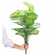 18 Leaf Light Green Alocasia Plant with Floor Standing Green Base