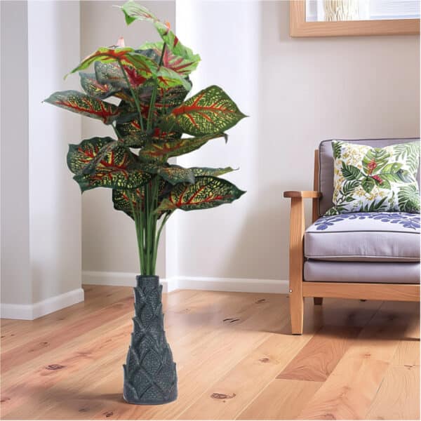18 Leaf Red Caladium Plant with Floor Standing Green Base