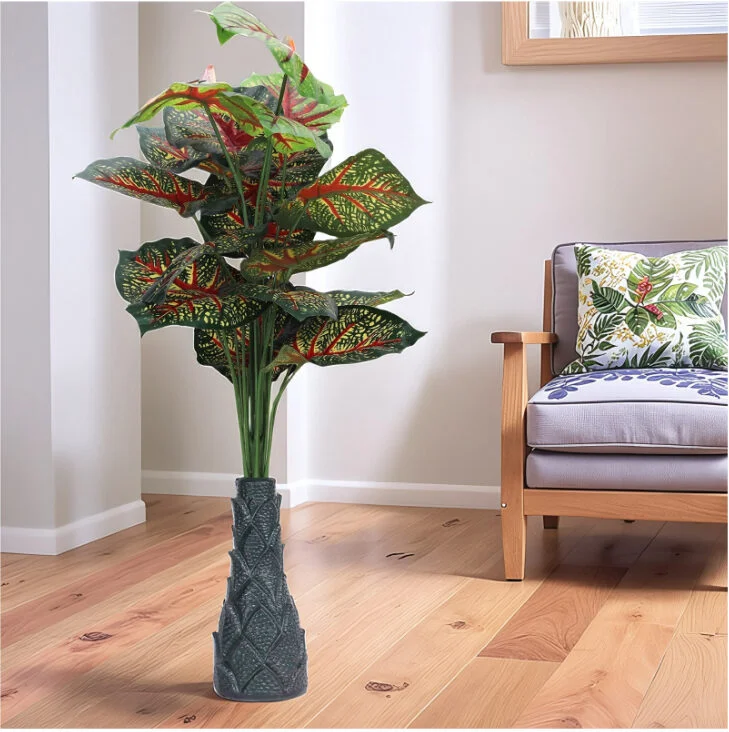 18 Leaf Red Caladium Plant with Floor Standing Green Base