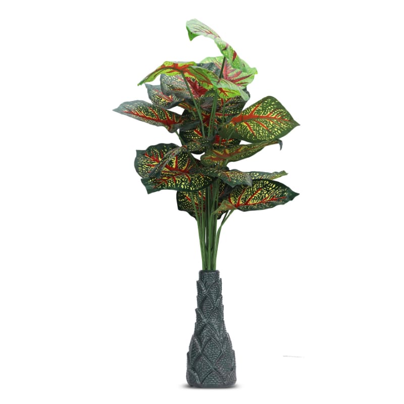 18 Leaf Red Caladium Plant with Floor Standing Green Base