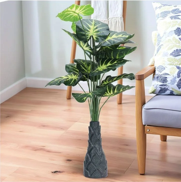 Foliyaj 18 Leaf Money Plant 2 with Floor Standing Green Base
