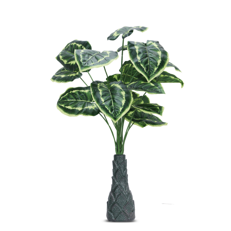 18 Leaf Money Plant 3 with Floor Standing Green Base