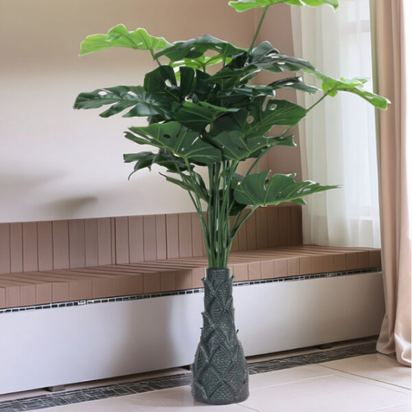 Foliyaj 18 Leaf Monstera Plant with Floor Standing Green Base