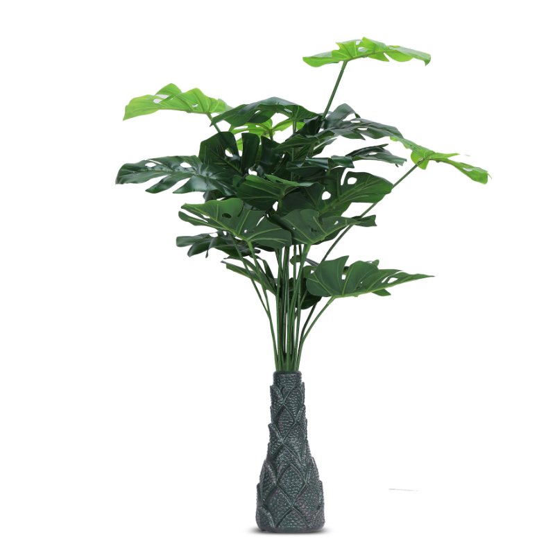 Foliyaj 18 Leaf Monstera Plant with Floor Standing Green Base