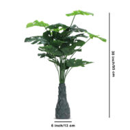 Foliyaj 18 Leaf Monstera Plant with Floor Standing Green Base