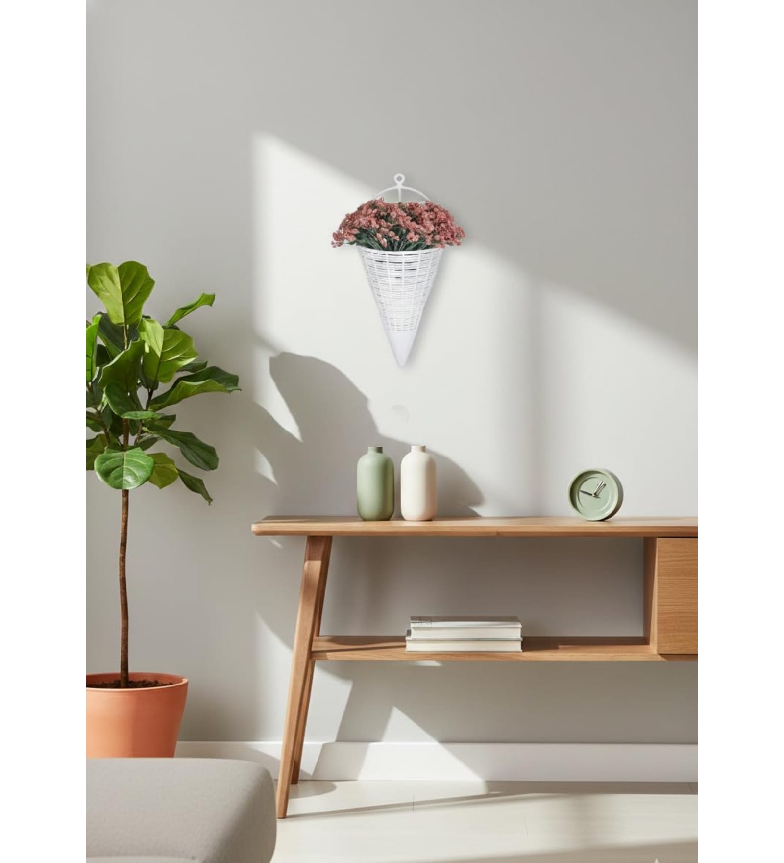 Foliyaj Artificial Wall Plant with Small Red Flowers - 1 pc