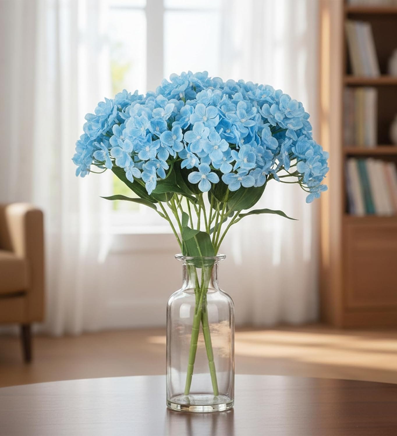 Foliyaj Artificial Blue Hydrangea Flower Stick - 1 pc - 17 Inches Tall