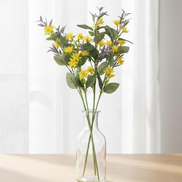 Foliyaj Artificial Yellow Lotus Flower Stick - 1 pc