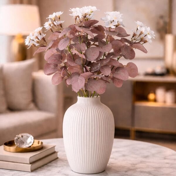 Foliyaj Artificial White Hydrangea Flower Stick - 1 pc