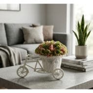 Foliyaj Cycle Shape Flower Vase with Roses Plant